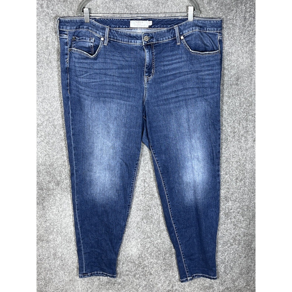Torrid Boyfriend Jeans Womens Size 24 Regular 24R Blue Stretch 5 Pocket Denim
